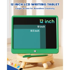 Bravokids 12 Inch LCD Writing Tablet for 3 Year Olds - Electronic Drawing Pad and Doodle Board as Educational Birthday Gifts for Girls and Boys (Green)