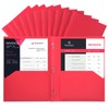 SUIN 2-Pocket-Folders with 3 Prongs, Red Plastic Files with Pockets