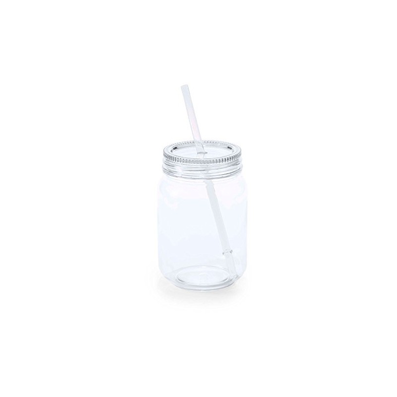 eBuyGB Mason Jam Jars, BPA-Free Plastic, 600 ml, White