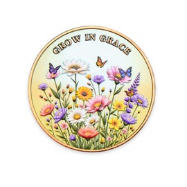 Consider How The Wildflowers Grow Luke 12:27 Religious Challenge Coin, Floral Inspirational Christian Token Faith Motivation Gift Grow in Grace (Single Coin)