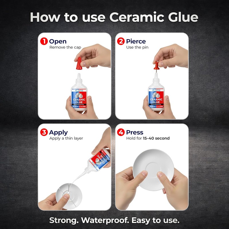 Adhesive Guru Ceramic Glue (2x0.7 oz) Super Glue for Pottery,