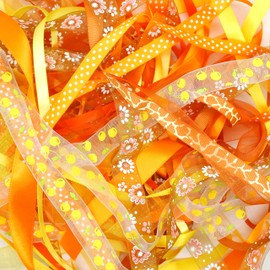 Ribbon Off Cut Bundle - Contains 10 Different 1 Metre Ribbons (Yellow)