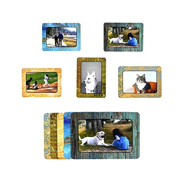 LAGIPA 5Pack 4x6 Magnetic Picture Photo Frame for Refrigerator/Home/Office/Wall, Magnetic Photo Display Frame, Fridge Magnets, Retro Style Magnet Board Decor, Magnet & Self-adhesive 2 Stick Way