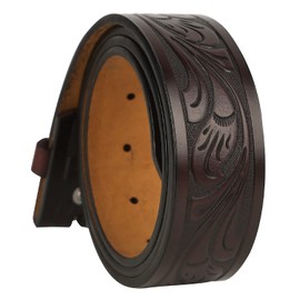 Ssumday - Cinturones occidentales para hombres y mujeres sin hebilla, cinturón de vaquero de 1.5 pulgadas, cinturón de piel genuino para jeans, Café, 31-34W/M