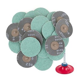 3 inch 36 Grit Zirconia Quick Change Roll-On Type Abrasive Sanding Discs (25 pcs) with Holder