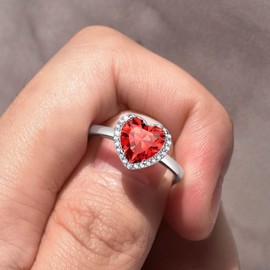 Bestyle Women's Moonstone Ring Adjustable Crystal Ring 925 Silver for Women Girls, Crystal Sterling Silver, Ruby