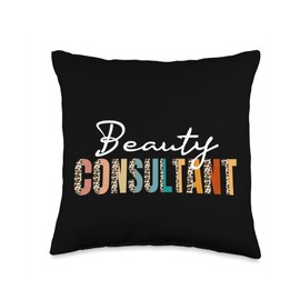 Beauty Consultant Jobs Design Skincare Specialist Beauty Consultant Leopard Pattern Outfit Make Up Lover Throw Pillow, 16x16, Multicolor