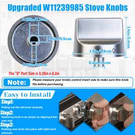 UPGRADED W11239985 Stove Knob Compatible with Whirlpool Stove Knobs Replacement,W11239985 Whirlpool Gas Range Oven Knobs W10850015 W11032553 WFG550S0HZ0 WFG525S0JV0 WFG525S0HZ0 WFG525S0HZ1 Knob (2pcs)