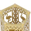Metal Assembled Pen Holder Gold Hollow Pattern Flamingo Surfaces Plating