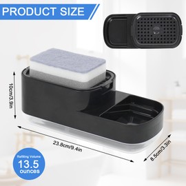 TayBong Soap Dispenser with Sponge Holder, Integrated Pump Mechanism for Easy Dosage with One Hand, Robust & Durable Design Made of PP + PET, for Kitchen, Sink and Bathroom