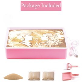 SueLuxDesigns Light Table for Kids, Sand Painting Light Box, Light Table Manipulative, Light Table Sand Art Kits Present for Girls and Boys, Pink