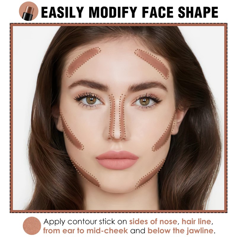 FOCALLURE Cream Contour Stick, Matte Bronzer Stick, Professional Face Shaping