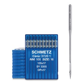 100 SCHMETZ industrial sewing machine needles system 135 x 17 / DPx17 / SY 3355 in needle thickness 100/16 | needles with 2.0 mm round piston for industrial sewing machines