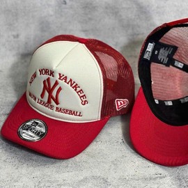 Red NY Color-Blocked Baseball Caps - Unisex L/A & N/Y Design, European Charm, 100% Cotton, Lightweight & Comfortable Headwear:_25