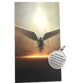 Westmon Works St Michael Medal Set Round Metal Medallion with Holy Prayer Card