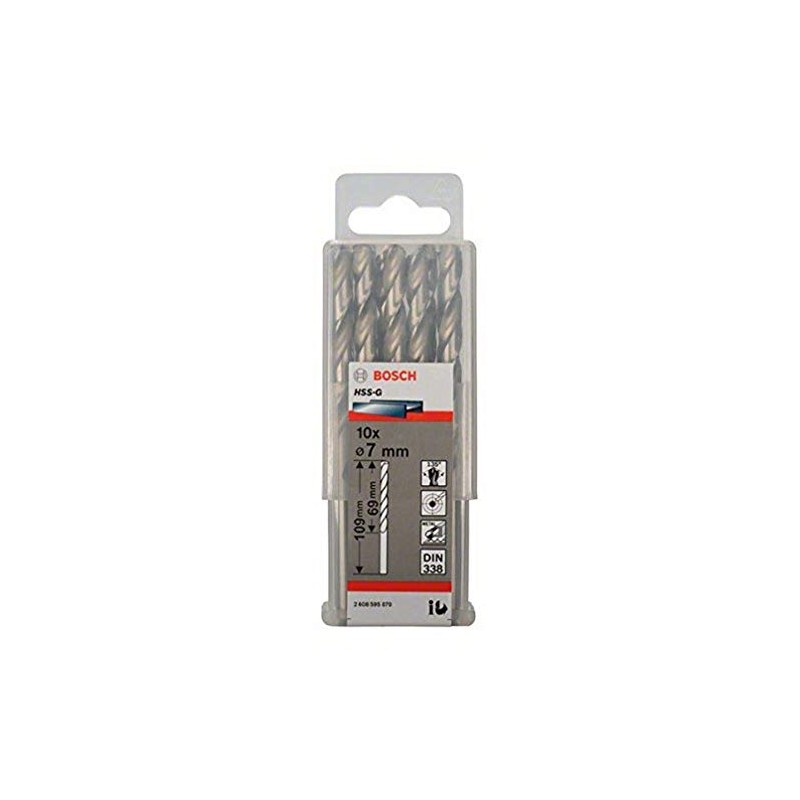 Bosch 2608595070 7.0mmx2.72"x4.29" Metal Drill Bit HSS-G (10 Piece)