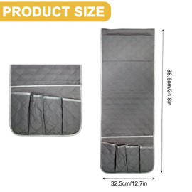 SJDOFU Couch Armrest Organizer, Armchair Caddy, Non-Slip Armrest Organiser Sofa Remote Control Holder for Phone Tray Tea Cup Pen Magazines(Grey)