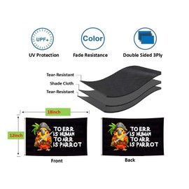 Captain Parrot Pirate Boat Flag 12X18Inch, Funny Meme Flags, Double Side Printed, Funnt Flags, Men Women Banner, Fade Proof Vivid Color, Double Stitched with 2 Brass Grommets, Bar Garden Street Decoration, GYM, Office Decor,Indoor Outdoor Use,Gifts. (G-c