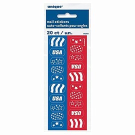 Unique US Patriotic Nail Stickers | Red & Blue Pcs, 20 ct, Multicolor