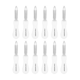 WENDOM Oyster Knife White Oyster Shucker with Anti-slip Handle New Haven Style for Working Stainless Steel Oyster Shucking Knife 12Pack