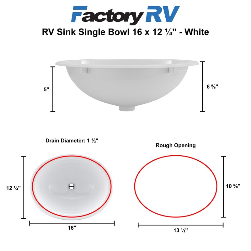 Tough Grade Single Bowl Sink | Bathroom Sink | White