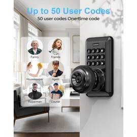 Keyless Entry Door Lock-Keypad Door Lock with Handle-Door Knob with Keypad-Electronic Digital Smart Locks-Auto Lock-Easy Installation-Matte Black