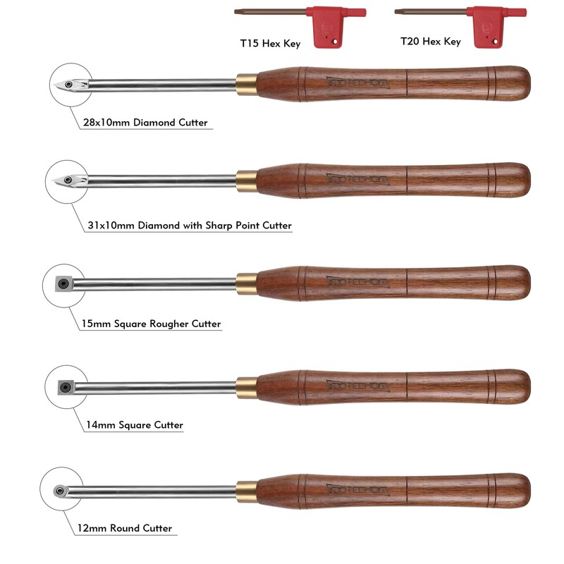 IMOTECHOM 5-Pieces Carbide Tipped Woodturning Tools Lathe Chisel Set with