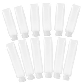 TOVINANNA 12pcs Portable Travel Makeup Cream Storage Tube Leak Squeezable Lotion Bottles for Facial Shampoo and Moisturizer Transparent Containers for Travel Supplies
