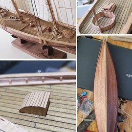 HAPYLY Scale DIY Hobby Wooden Ship Science Equipmen Assembly Model Boat Kits Sailing Boat Kit Decor Toy Gift (1:120)