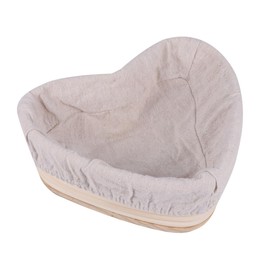 Generic 1pc Heart Shaped Vine Proofing Basket with Cloth Cover Natural Rattan Bread Basket for Sourdough Artisan Baking for Home Professional Bakers Khaki