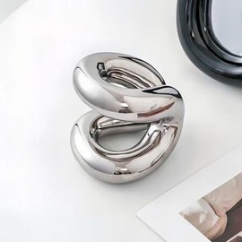 East–BrightenZF Handmade Ceramic Holder Stand for Toothbrushes, Makeup Brushes, and Pens - Minimalist Design for Bathroom Vanity and Countertops Decor (Silver)