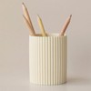 LezayXtra Ceramic Pen Holder for Desk, Ribbed Makeup Brush Organizer,