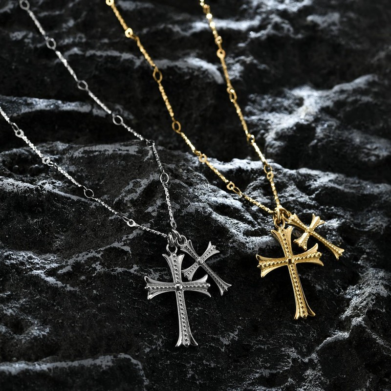 Apexillio Cross Necklace Faith Pendant 14K Plated Dainty Chain (Style