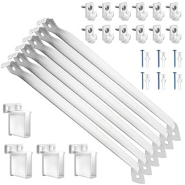 12 Inch Wire Shelf Brackets Set, 6 Wire Rack Support Brackets, 12 Wire Shelf Clips and 2 End BracketsMetal White Closet Support Bracket with End Brackets (6 Pack)