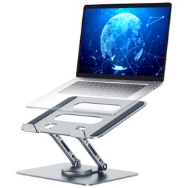XGKDZJ Adjustable Laptop Stand, Ergonomic, Swivel, Foldable, 360 Rotation, Fits 10-15.6" Laptops, Grey