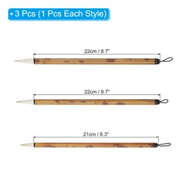 PATIKIL Calligraphy Brush, 3 Pack Watercolor Ink Painting Calligraphy Writing Brush Drawing Art Sumi-e Brush Aluminum Handle for Beginner 3 Size Kit, Brown White