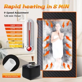 Portable Steam Sauna Box for Home, 3' x 3' x 6' Spacious Thicken Sauna Tent, 3L 1200W Steamer, 9 Levels, Remote Control, Large Folding Chair, Full Body Personal Sauna, Indoor Outdoor