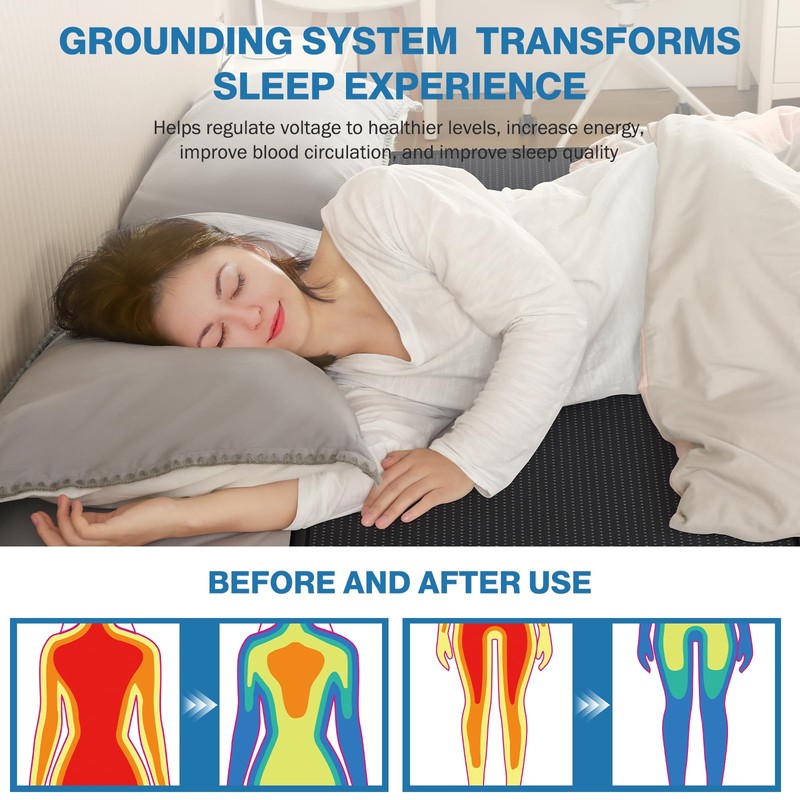 Grounding Mat for Bed King Size-PU Leather Earthing Pad for