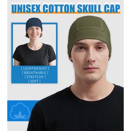 Hovyjumz 3 Pieces Cotton Skull Caps for Men Women Beanie Chemo Headwear Riding Helmet Liner Running Sleeping Hats