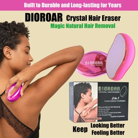 DIOROAR Crystal Hair Eraser,Upgrade Crystal Hair Remover,Physical Nano Glass Hair Removal Device,Painless Epilator and Exfoliator for Quick Silky Smooth Skin(Hot Pink)