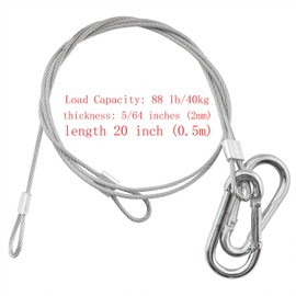 CHENJIN 6PCS Stage Lighting Safety Cable Clamp with Steel Spring Carabiner 5/64x20in Fall Protection Lanyard Clamp for Hanging Flower Pots Tents Sun Shades
