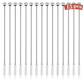 15 varillas de metal para agitar, agitadores de café de acero inoxidable reutilizables, palitos Swizzle para cócteles, palitos de agitar multifuncionales para epoxi, resina, café, vino, bebidas, té, pintura, manualidades, tinta, aceite, etc.