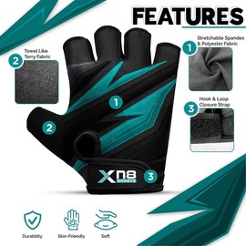 Xn8 Weight Lifting Gloves Non-Slip Breathable Gym Gloves Women Men for Bodybuilding Training Powerlifting Cycling Padded Palm Protection Workout Gloves