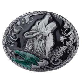 Wolf Belt Buckle for Men, Nordic Viking Wolf Head Belt Buckle, Howling Wolf Oval Belt Buckle, Punk Wolf Leaf Belt Buckle, Western Cowboy Belt Buckle, Punk Rock Belt Buckle, silver