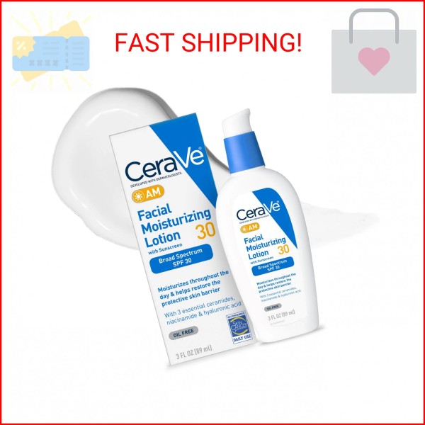 CeraVe AM Facial Moisturizing Lotion with SPF 30, Oil-Free Face