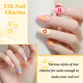 400 PCS Nail Charms - Heart & Star Shaped, Rainbow Color Assorted Resin Gems for DIY Nail Art - Cute 3D Charms, for Women & Girls (Kawaii Style)