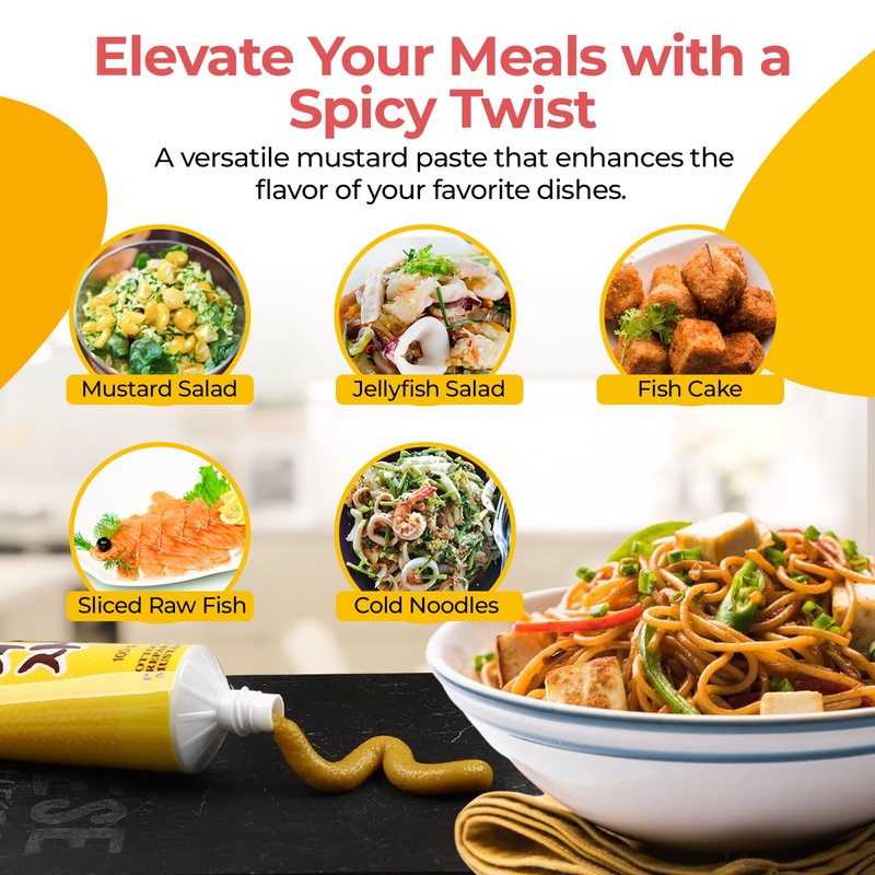 DANSOONY Hot Spicy Korean Yellow Mustard Sauce, Premium Tube Paste,
