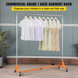 Industrial Grade Orange Z Base Garment Rack Sturdy Steel Height Adjustable Rolling Lockable Casters Home Store DisplayItem Dimensions: 60x165x180 cm, color: Orange Color
