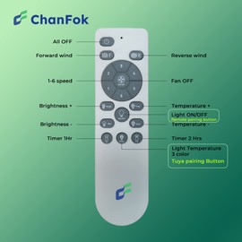 CHANFOK Remote Control for Ceiling Fan Grey (for Updated Version)
