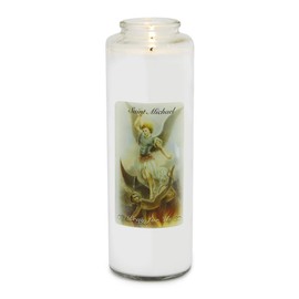 Root Candles 7-Day Clear Glass Devotional Prayer Candle, Saint Michael